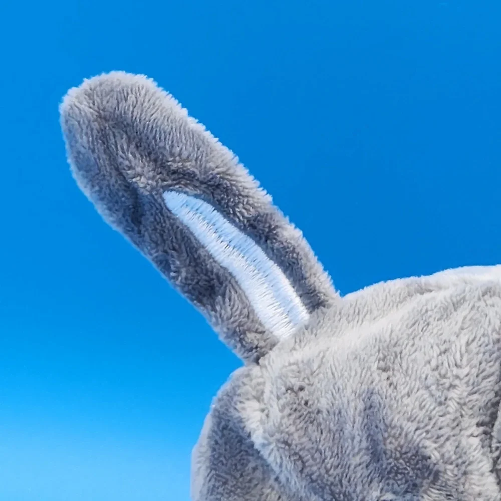 Reversible White Gray Moody‎ Happy Angry Bunny Plush Toy - CLEAN